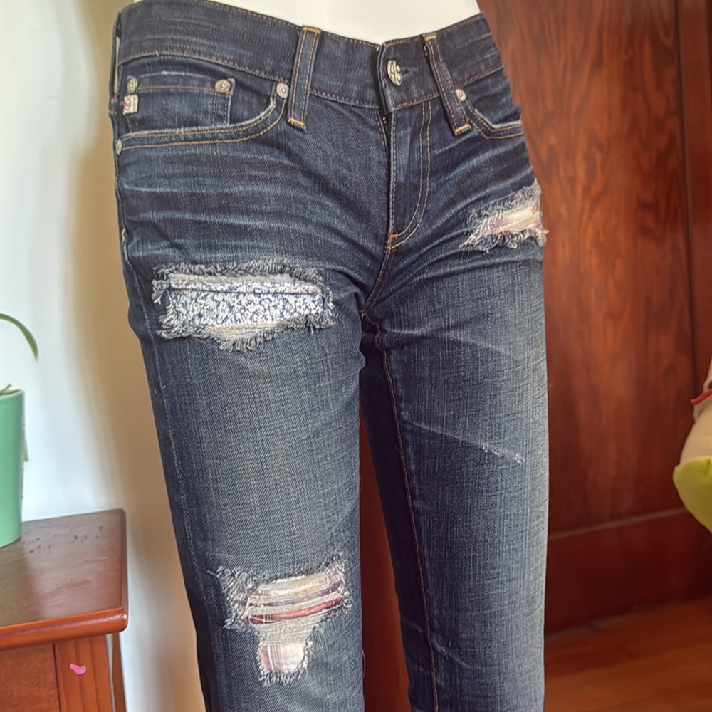 Adriano goldshmeid size 25 boyfriend distressed Blue Jeans for Women